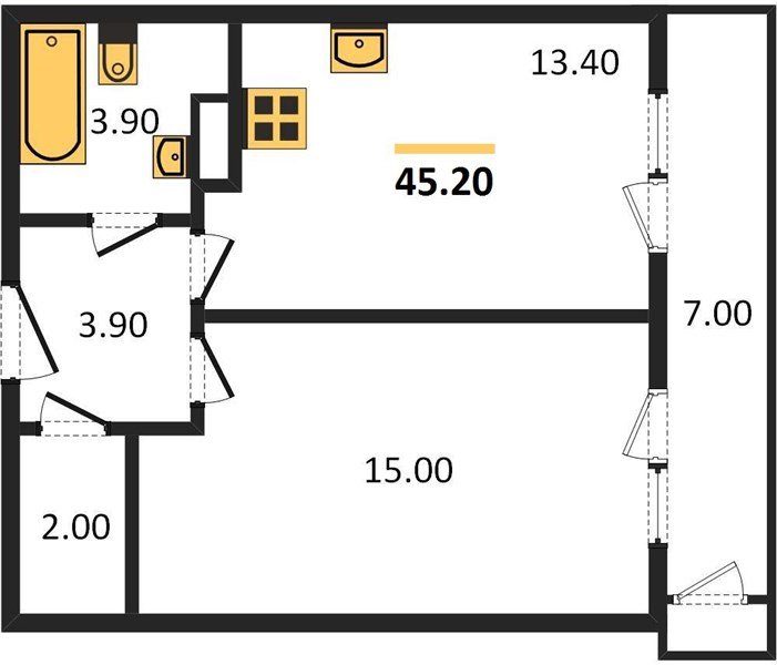 Фото №1: 1-комнатная квартира 45 м² - Краснодар, ЖК Рекорд, Карасунский внутригородской округ, Центральный внутригородской округ, Черёмушки, мкр. жилой комплекс Рекорд
