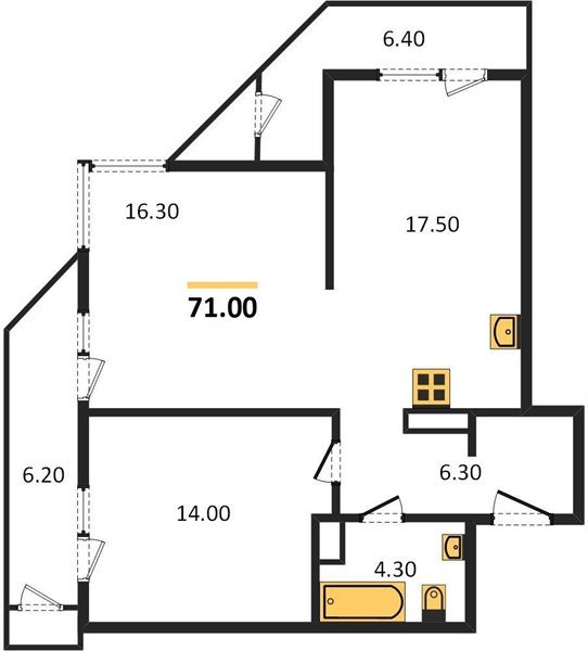 Фото №1: 2-комнатная квартира 71 м² - Краснодар, жилой комплекс Рекорд, 