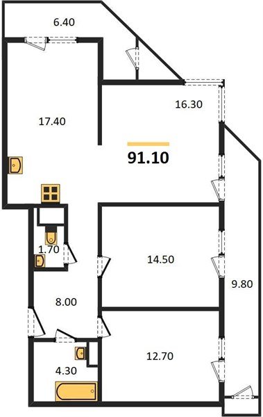Фото №1: 3-комнатная квартира 91 м² - Краснодар, ЖК Рекорд, Карасунский внутригородской округ, Центральный внутригородской округ, Черёмушки, мкр. жилой комплекс Рекорд