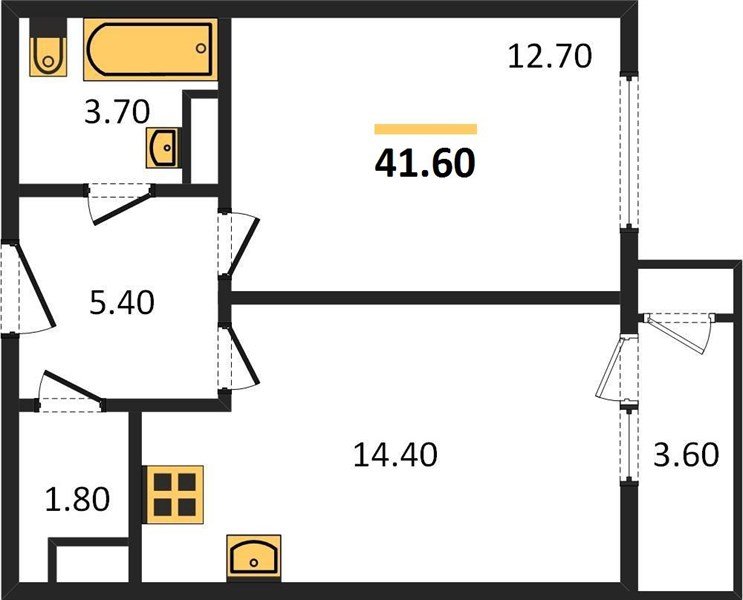 Фото №1: 1-комнатная квартира 41 м² - Краснодар, ЖК Рекорд, Карасунский внутригородской округ, Центральный внутригородской округ, Черёмушки, мкр. жилой комплекс Рекорд