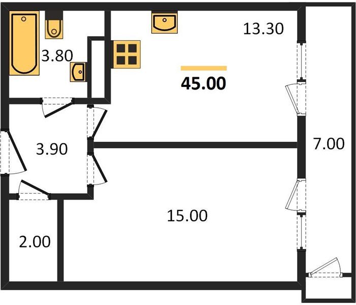 Фото №1: 1-комнатная квартира 45 м² - Краснодар, ЖК Рекорд, Карасунский внутригородской округ, Центральный внутригородской округ, Черёмушки, мкр. жилой комплекс Рекорд