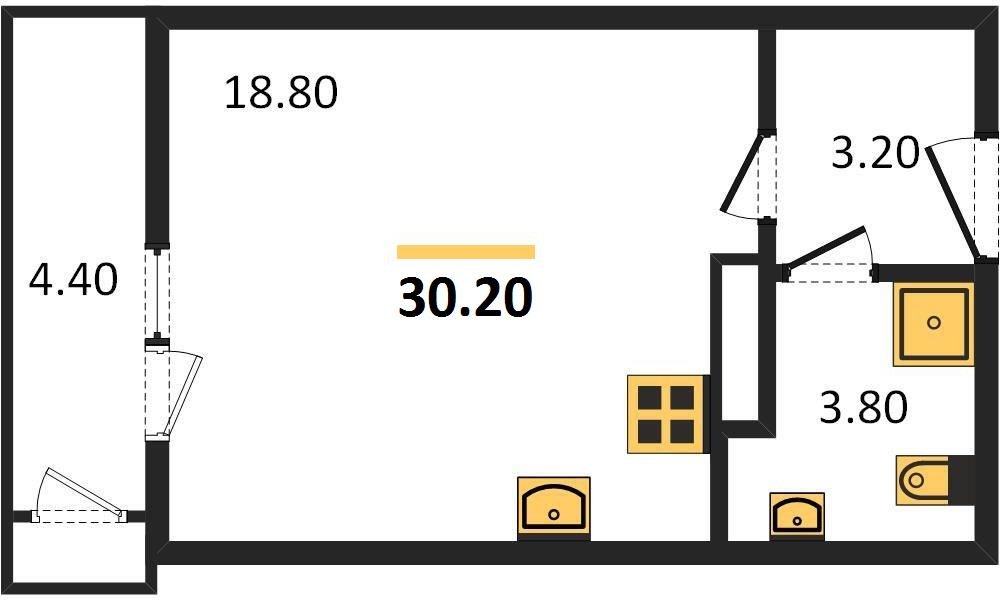 Фото №1: Студия 30 м² - Краснодар, ЖК Рекорд, Карасунский внутригородской округ, Центральный внутригородской округ, Черёмушки, мкр. жилой комплекс Рекорд