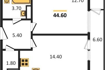Фото №1: 1-комнатная квартира 44 м² - Краснодар, мкр. жилой комплекс Рекорд, 