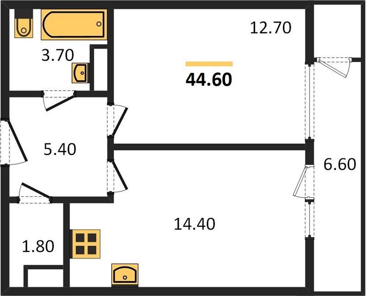 Фото №1: 1-комнатная квартира 44 м² - Краснодар, ЖК Рекорд, Карасунский внутригородской округ, Центральный внутригородской округ, Черёмушки, мкр. жилой комплекс Рекорд