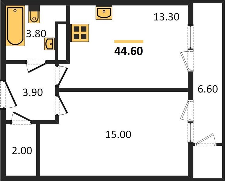 Фото №1: 1-комнатная квартира 44 м² - Краснодар, ЖК Рекорд, Карасунский внутригородской округ, Центральный внутригородской округ, Черёмушки, мкр. жилой комплекс Рекорд