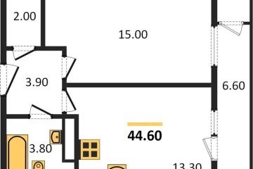 Фото №1: 1-комнатная квартира 44 м² - Краснодар, мкр. жилой комплекс Рекорд, 