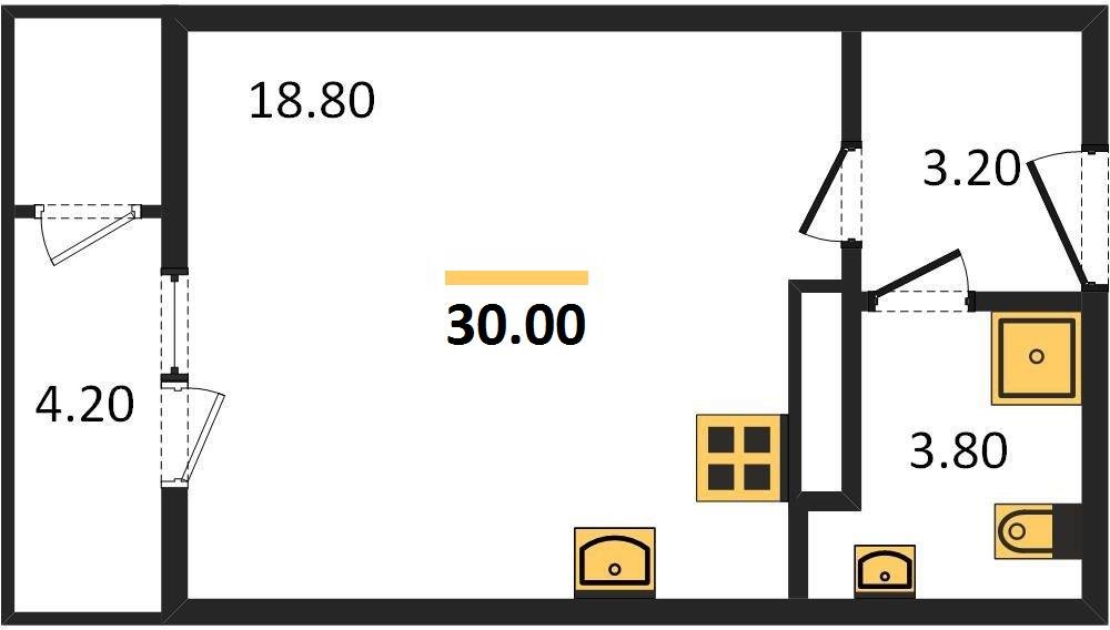 Фото №1: Студия 30 м² - Краснодар, ЖК Рекорд, Карасунский внутригородской округ, Центральный внутригородской округ, Черёмушки, мкр. жилой комплекс Рекорд