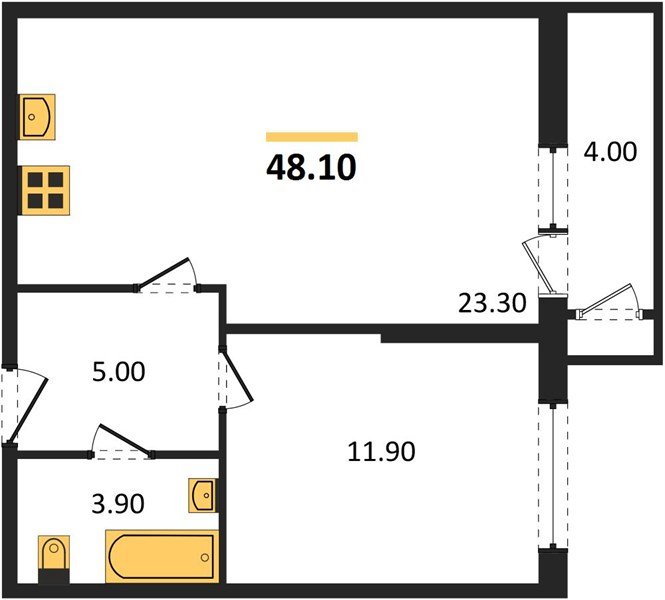 Фото №1: 1-комнатная квартира 48 м² - Краснодар, жилой комплекс Рекорд, Карасунский внутригородской округ, Центральный внутригородской округ, мкр. Черёмушки