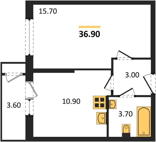 Фото №1: 1-комнатная квартира 36 м² - Краснодар, жилой комплекс Рекорд, Карасунский внутригородской округ, Центральный внутригородской округ, мкр. Черёмушки