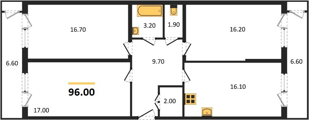 Фото №1: 3-комнатная квартира 96 м² - Краснодар, жилой комплекс Рекорд, Карасунский внутригородской округ, Центральный внутригородской округ, мкр. Черёмушки