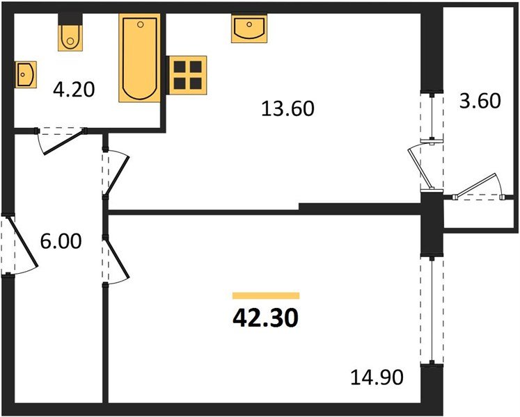 Фото №1: 1-комнатная квартира 42 м² - Краснодар, жилой комплекс Рекорд, Карасунский внутригородской округ, Центральный внутригородской округ, мкр. Черёмушки