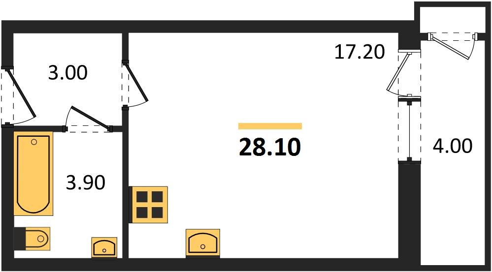 Фото №1: Студия 28 м² - Краснодар, жилой комплекс Рекорд, Карасунский внутригородской округ, Центральный внутригородской округ, мкр. Черёмушки