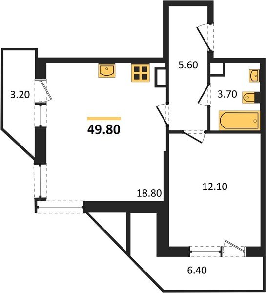 Фото №1: 1-комнатная квартира 49 м² - Краснодар, жилой комплекс Рекорд, Карасунский внутригородской округ, Центральный внутригородской округ, мкр. Черёмушки