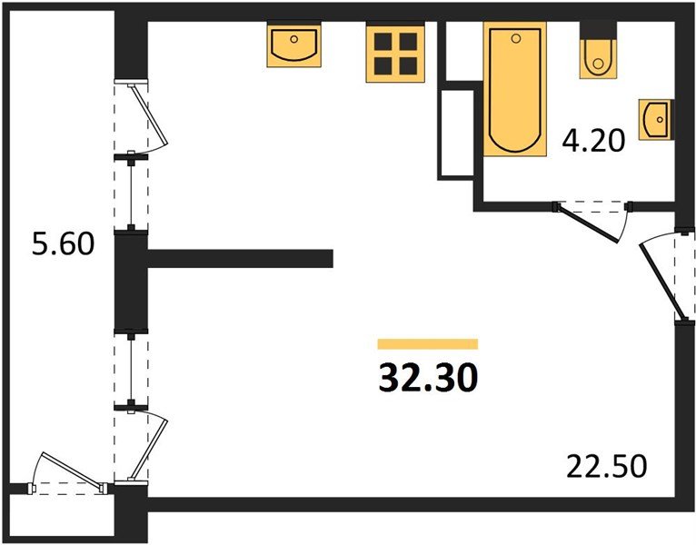 Фото №1: Студия 32 м² - Краснодар, жилой комплекс Рекорд, Карасунский внутригородской округ, Центральный внутригородской округ, мкр. Черёмушки