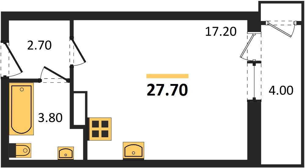 Фото №1: Студия 27 м² - Краснодар, жилой комплекс Рекорд, Карасунский внутригородской округ, Центральный внутригородской округ, мкр. Черёмушки