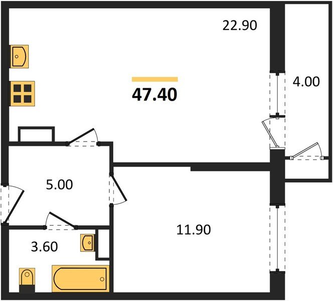 Фото №1: 1-комнатная квартира 47 м² - Краснодар, жилой комплекс Рекорд