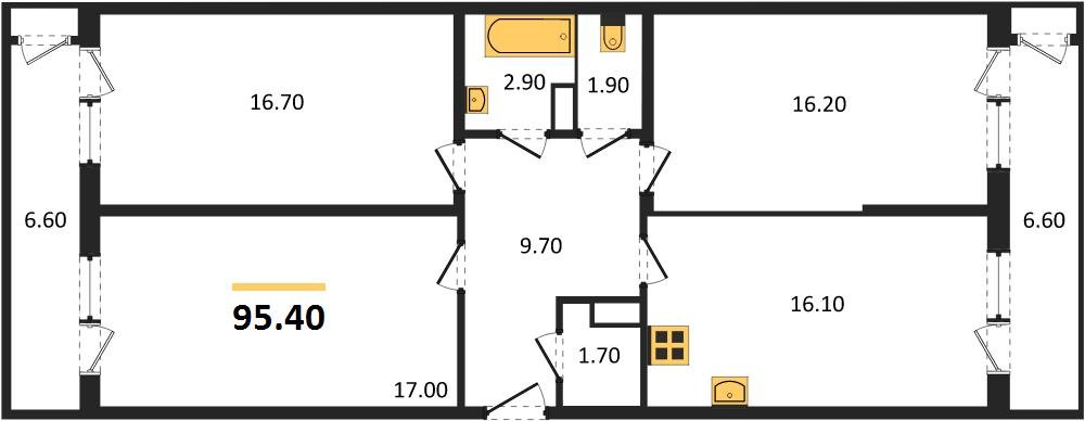 Фото №1: 3-комнатная квартира 95 м² - Краснодар, жилой комплекс Рекорд, Карасунский внутригородской округ, Центральный внутригородской округ, мкр. Черёмушки