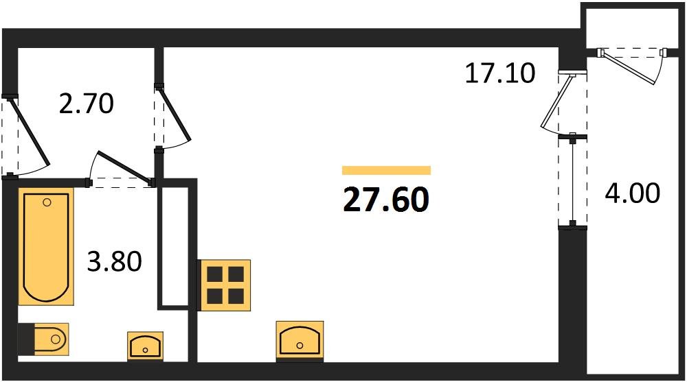 Фото №1: Студия 27 м² - Краснодар, жилой комплекс Рекорд, Карасунский внутригородской округ, Центральный внутригородской округ, мкр. Черёмушки