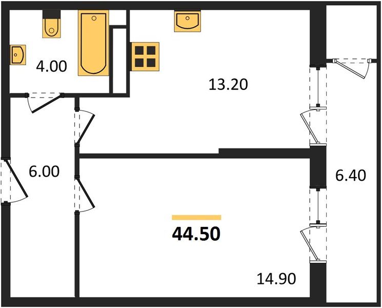 Фото №1: 1-комнатная квартира 44 м² - Краснодар, жилой комплекс Рекорд, Карасунский внутригородской округ, Центральный внутригородской округ, мкр. Черёмушки