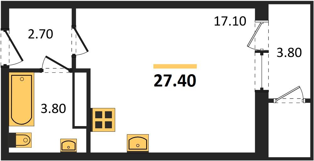 Фото №1: Студия 27 м² - Краснодар, жилой комплекс Рекорд, Карасунский внутригородской округ, Центральный внутригородской округ, мкр. Черёмушки