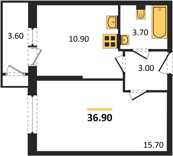 Фото №1: 1-комнатная квартира 36 м² - Краснодар, жилой комплекс Рекорд, Карасунский внутригородской округ, Центральный внутригородской округ, мкр. Черёмушки