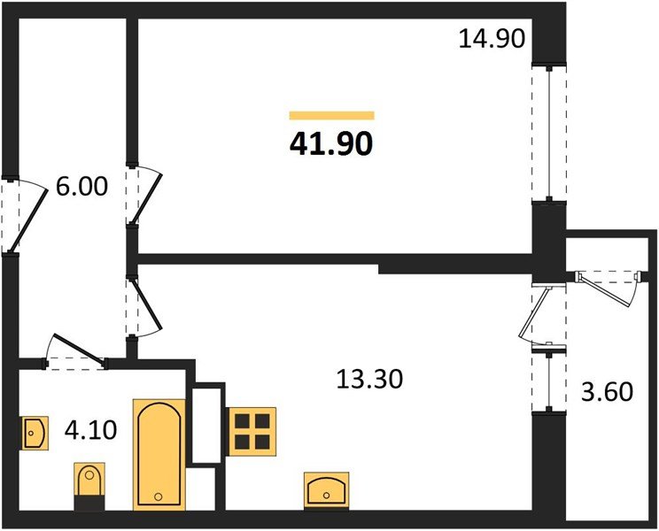 Фото №1: 1-комнатная квартира 41 м² - Краснодар, жилой комплекс Рекорд