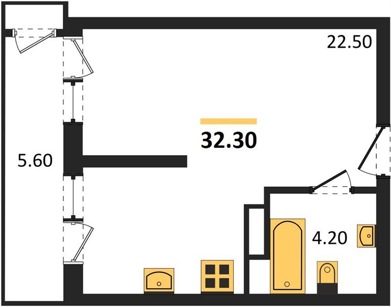 Фото №1: Студия 32 м² - Краснодар, жилой комплекс Рекорд, Карасунский внутригородской округ, Центральный внутригородской округ, мкр. Черёмушки