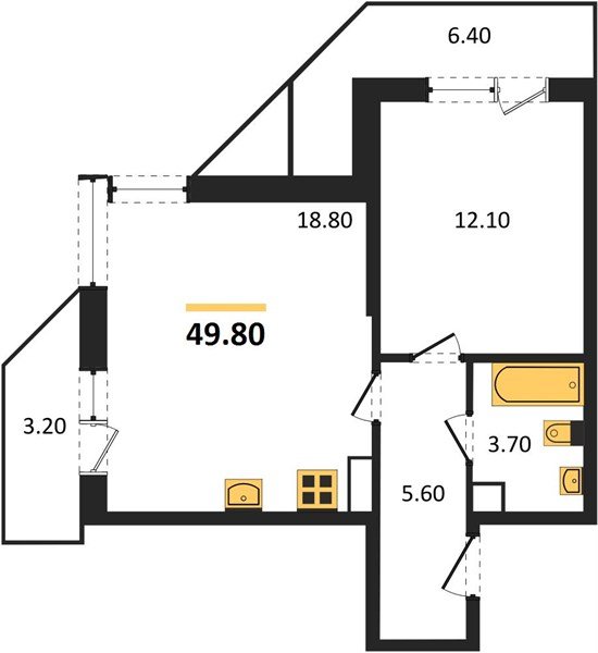 Фото №1: 1-комнатная квартира 49 м² - Краснодар, жилой комплекс Рекорд