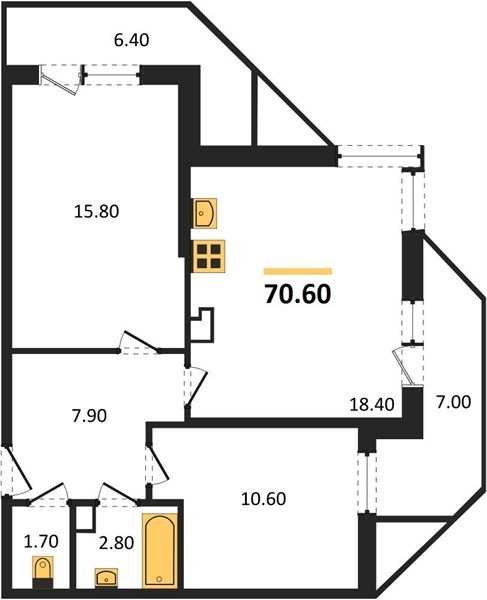Фото №1: 2-комнатная квартира 70 м² - Краснодар, жилой комплекс Рекорд, Карасунский внутригородской округ, Центральный внутригородской округ, мкр. Черёмушки