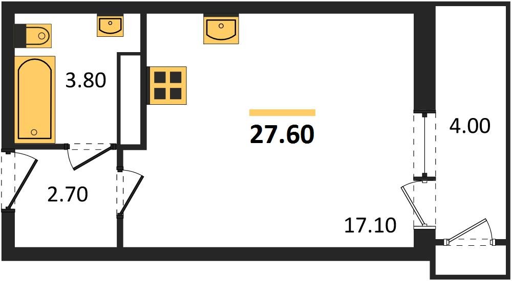 Фото №1: Студия 27 м² - Краснодар, жилой комплекс Рекорд, Карасунский внутригородской округ, Центральный внутригородской округ, мкр. Черёмушки