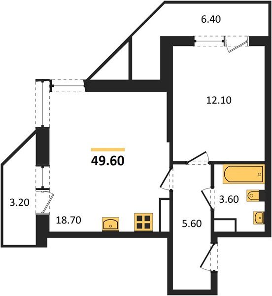 Фото №1: 1-комнатная квартира 49 м² - Краснодар, жилой комплекс Рекорд