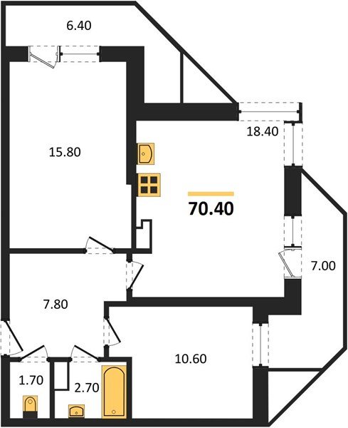 Фото №1: 2-комнатная квартира 70 м² - Краснодар, жилой комплекс Рекорд, Карасунский внутригородской округ, Центральный внутригородской округ, мкр. Черёмушки