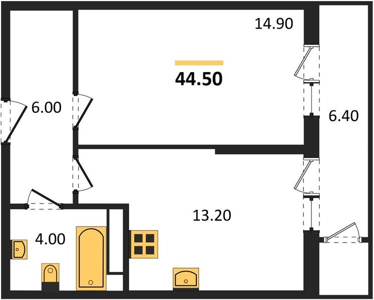 Фото №1: 1-комнатная квартира 44 м² - Краснодар, жилой комплекс Рекорд, Карасунский внутригородской округ, Центральный внутригородской округ, мкр. Черёмушки