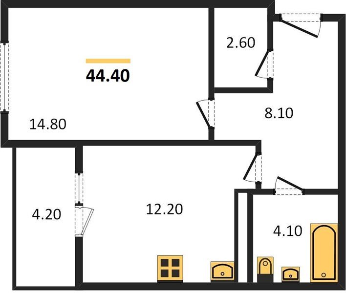 Фото №1: 1-комнатная квартира 44 м² - Краснодар, Прикубанский внутригородской округ, мкр. жилой комплекс Нeo-квартал Красная Площадь