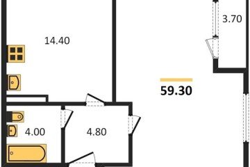 Фото №1: 1-комнатная квартира 59 м² - Краснодар, мкр. Прикубанский внутригородской округ, 