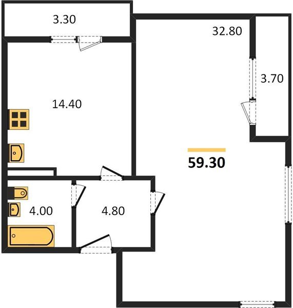 Фото №1: 1-комнатная квартира 59 м² - Краснодар, мкр. Прикубанский внутригородской округ