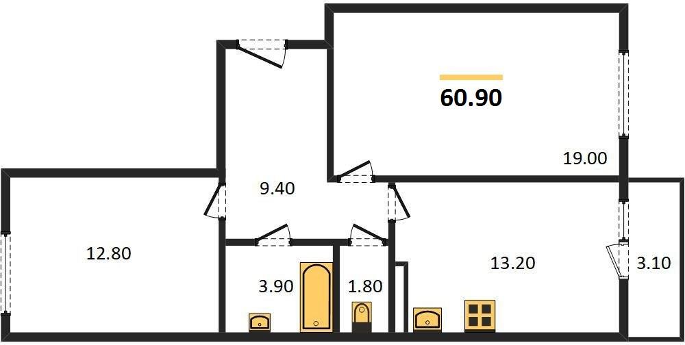 Фото №1: 2-комнатная квартира 61 м² - Краснодар, мкр. Прикубанский внутригородской округ