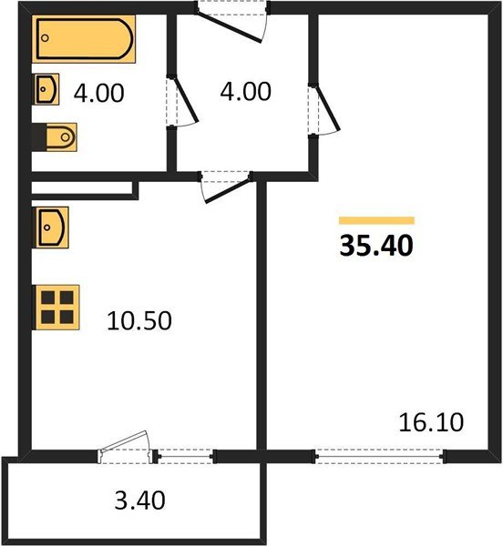Фото №1: 1-комнатная квартира 34 м² - Краснодар, мкр. Прикубанский внутригородской округ
