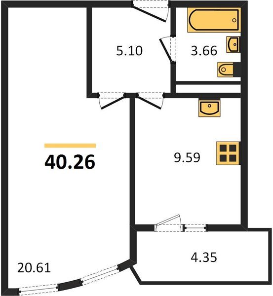 Фото №1: 1-комнатная квартира 40 м² - Краснодар, жилой комплекс Режиссёр, Карасунский внутригородской округ, мкр. Хлопчато-бумажный Комбинат, ул. Уральская, 100/6