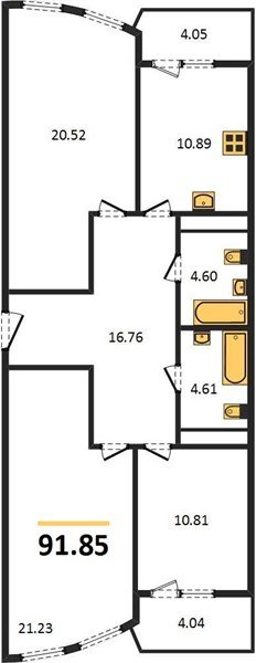 Фото №1: 3-комнатная квартира 91 м² - Краснодар, жилой комплекс Режиссёр, Карасунский внутригородской округ, мкр. Хлопчато-бумажный Комбинат, ул. Уральская, 100/6