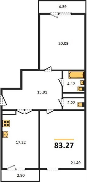 Фото №1: 2-комнатная квартира 83 м² - Краснодар, жилой комплекс Режиссёр, ул. Уральская, 100/6