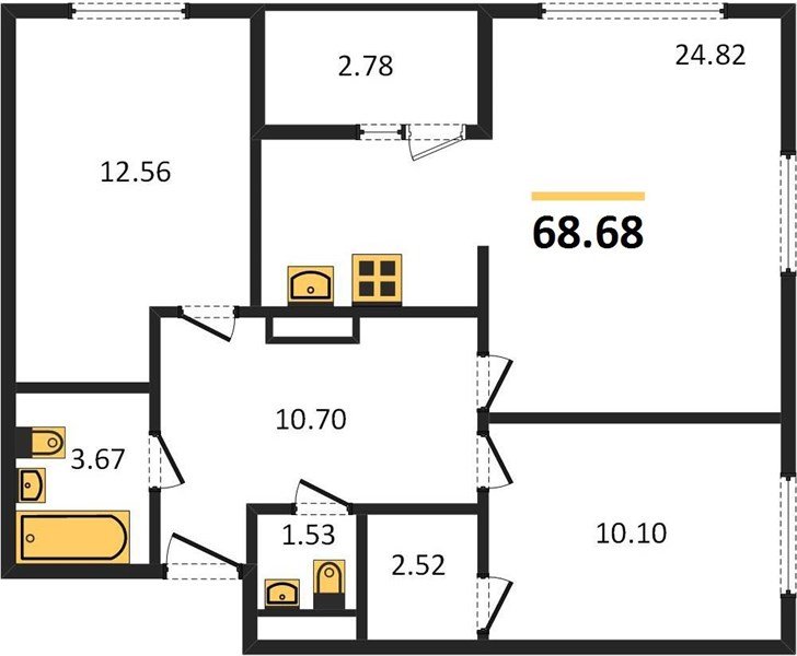Фото №1: 2-комнатная квартира 68 м² - Краснодар, жилой комплекс Событие, мкр. Прикубанский внутригородской округ