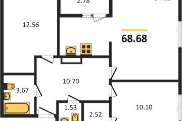 Фото №1: 2-комнатная квартира 68 м² - Краснодар, мкр. Прикубанский внутригородской округ, 