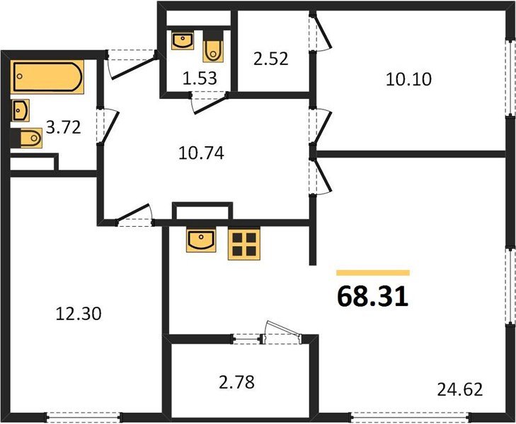 Фото №1: 2-комнатная квартира 68 м² - Краснодар, жилой комплекс Событие, мкр. Прикубанский внутригородской округ
