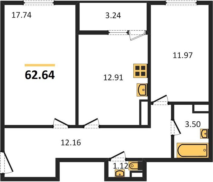 Фото №1: 2-комнатная квартира 62 м² - Краснодар, жилой комплекс Событие, мкр. Прикубанский внутригородской округ