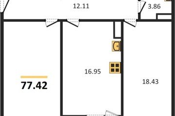 Фото №1: 2-комнатная квартира 77 м² - Краснодар, мкр. Прикубанский внутригородской округ, 