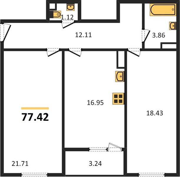 Фото №1: 2-комнатная квартира 77 м² - Краснодар, жилой комплекс Событие