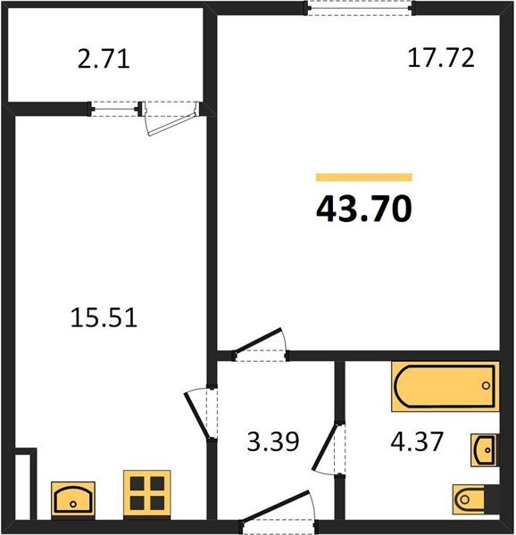 Фото №1: 1-комнатная квартира 43 м² - Краснодар, жилой комплекс Событие, мкр. Прикубанский внутригородской округ