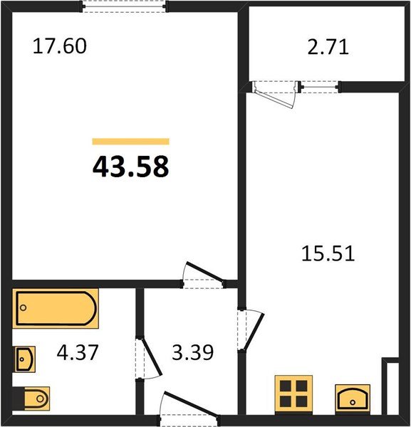 Фото №1: 1-комнатная квартира 43 м² - Краснодар, жилой комплекс Событие, мкр. Прикубанский внутригородской округ