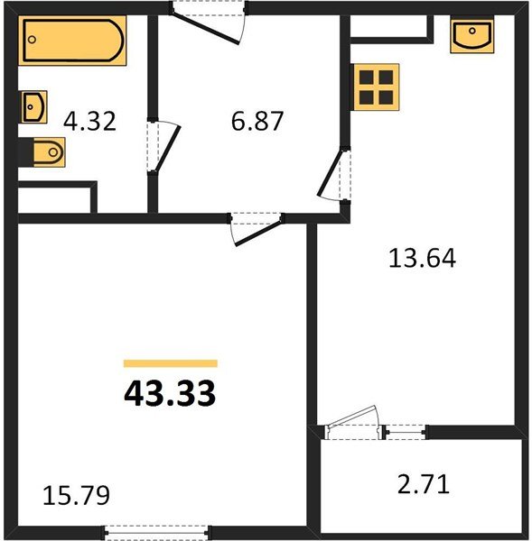 Фото №1: 1-комнатная квартира 43 м² - Краснодар, жилой комплекс Событие, мкр. Прикубанский внутригородской округ